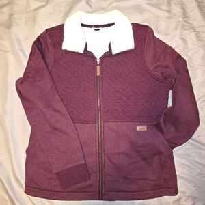 COLUMBIA New w/o Tags Woman's Maroon Full Zip Quilted Sweatshirt Size Medium